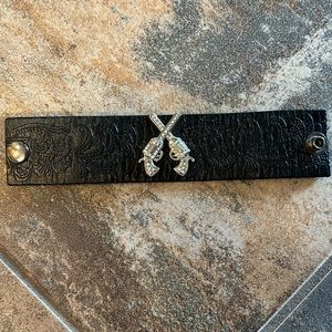 Western leather cuff bracelet